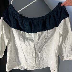 Tommy Hilfiger White/Navy off the shoulder Top
